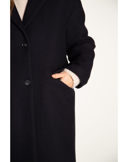 Manteau Brillant oversize en drap de laine bleu marine