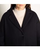 Manteau Brillant oversize en drap de laine bleu marine