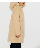 Parka Gabriac aus reiner beiger Baumwolle, gefüttert mit kamelfarbenem Schafspelz
