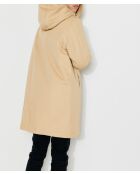 Parka Gabriac aus reiner beiger Baumwolle, gefüttert mit kamelfarbenem Schafspelz