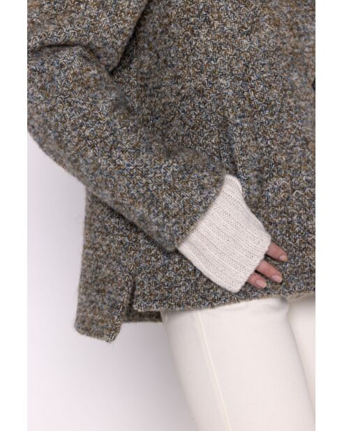 Cappotto corto con cappuccio Cormoz in misto lana multicolore