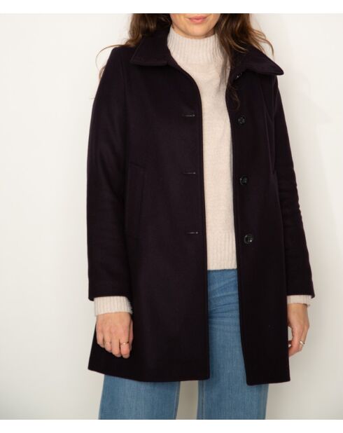 Marineblauer Mantel mit hohem Kragen Boval