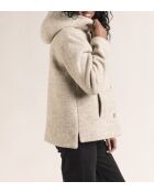 Cormoz korte jas met capuchon van beige wolmix