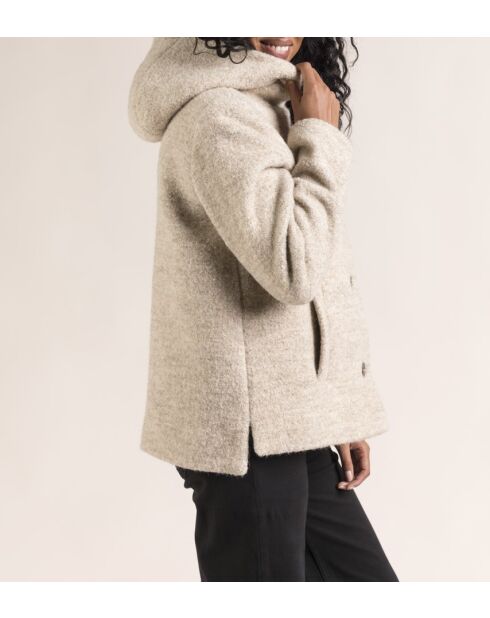 Cormoz korte jas met capuchon van beige wolmix