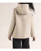 Cormoz korte jas met capuchon van beige wolmix