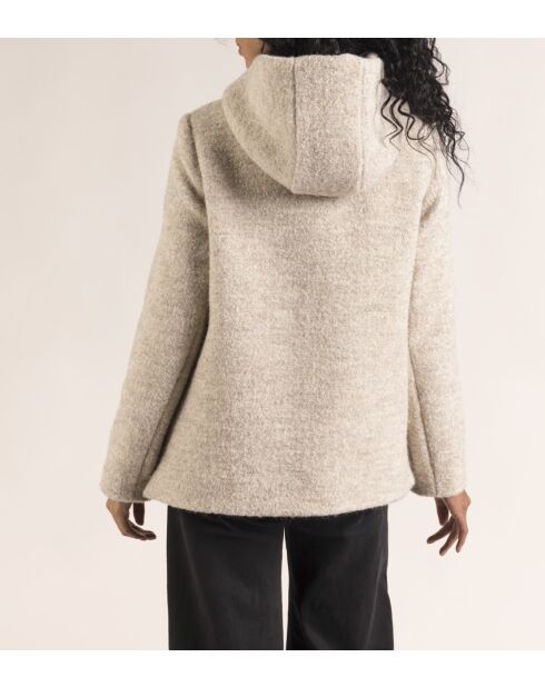 Cormoz korte jas met capuchon van beige wolmix