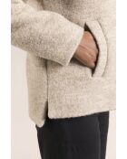 Cormoz korte jas met capuchon van beige wolmix