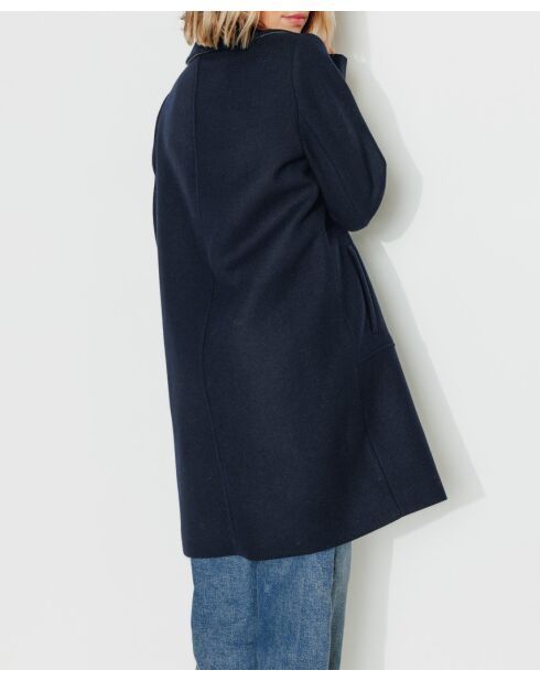 Maranta langer marineblauer Mantel aus Wollmischung