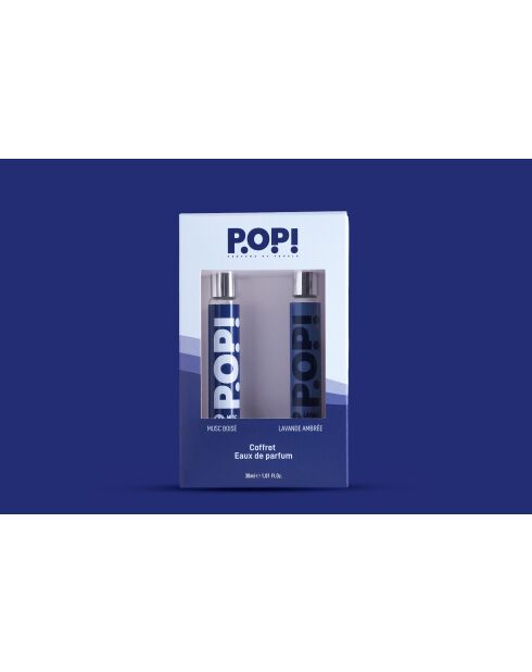 Popbox! houtachtige musk en amberkleurige lavendel - 2x30ml