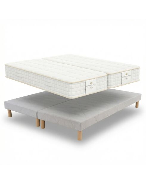 Packung 2 Magal-Matratzen 30 cm+2 weiße Lattenroste — 2x80x200 cm