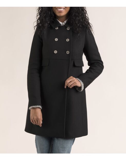 Cappotto Chabottes da donna in panno di lana nero