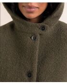 Cormoz cropped bouclette-jas van kaki wolmix