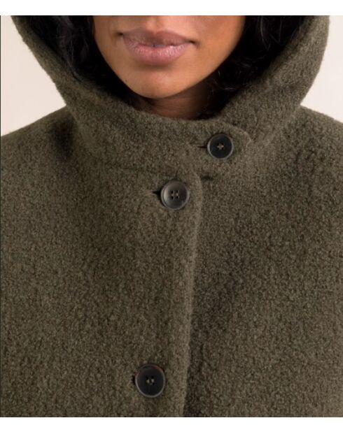 Cormoz cropped bouclette-jas van kaki wolmix