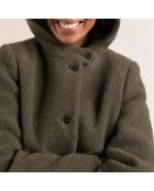 Cormoz cropped bouclette-jas van kaki wolmix