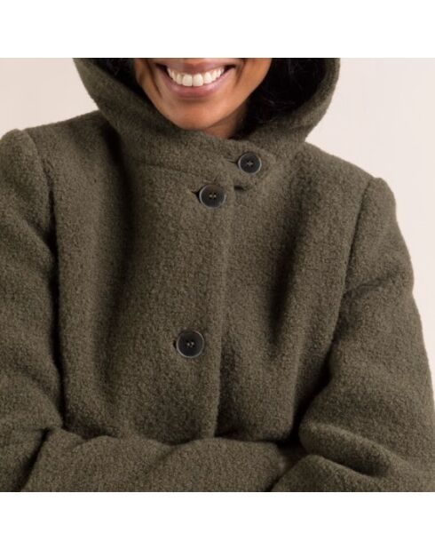 Cormoz cropped bouclette-jas van kaki wolmix