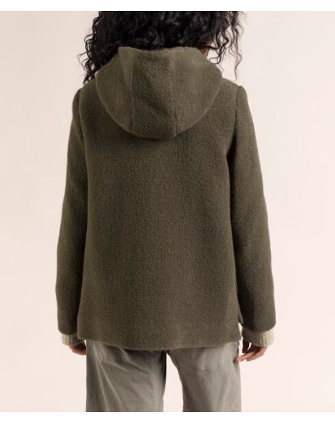 Cormoz cropped bouclette-jas van kaki wolmix