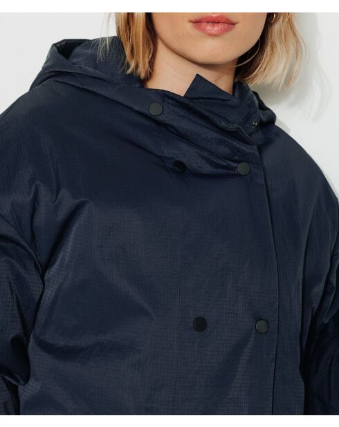 Großer, marineblauer Parka aus Ripstop-Stoff von Caussade