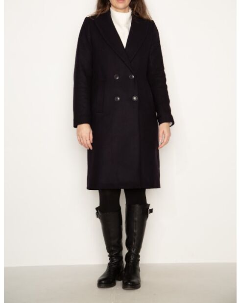 Rechte jas van Senlis in marineblauwe wollen stof