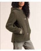 Cormoz cropped bouclette-jas van kaki wolmix