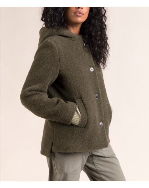 Cormoz cropped bouclette-jas van kaki wolmix