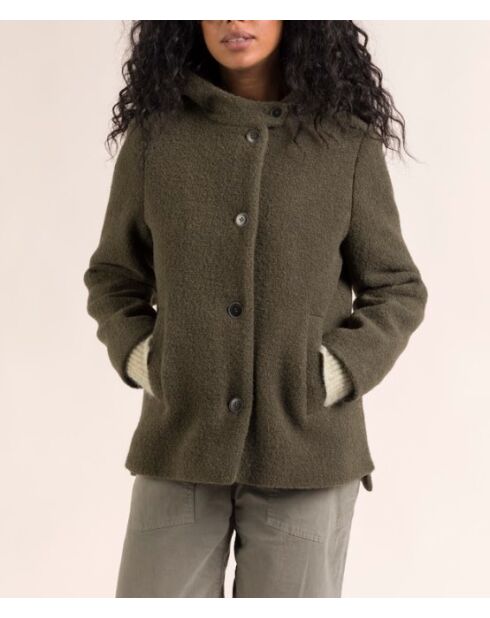 Cormoz cropped bouclette-jas van kaki wolmix