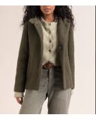 Cormoz cropped bouclette-jas van kaki wolmix