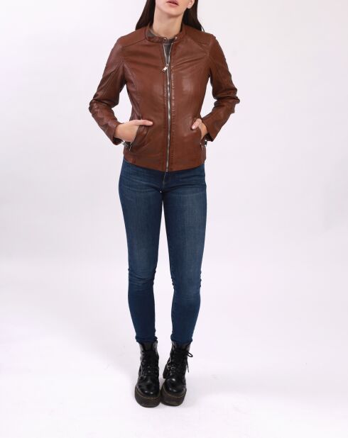 Appoline cognac leren jas