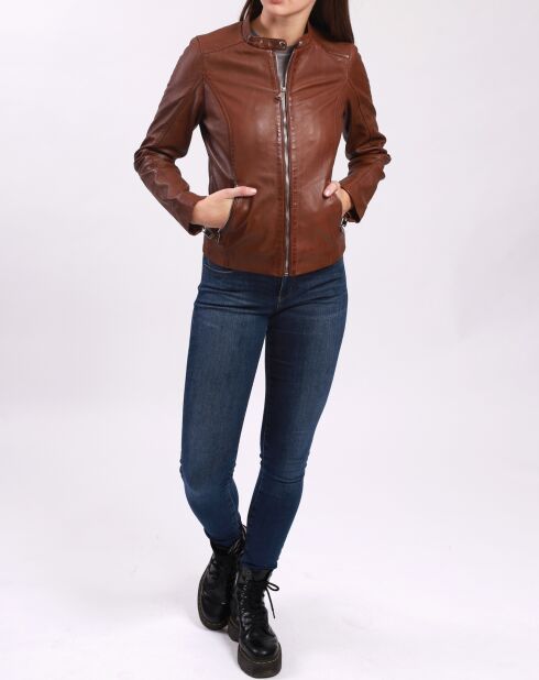 Appoline cognac leren jas