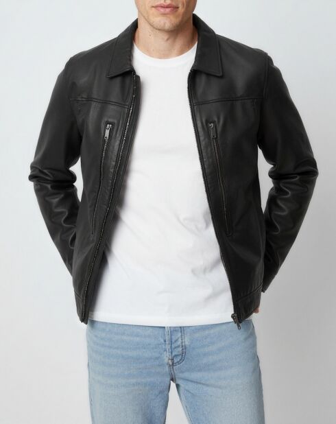 Schwarze Bittum Lederjacke