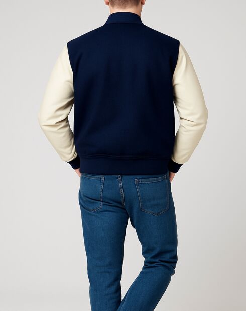 Teddy en Laine & Cuir Char bleu