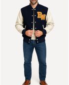 Teddy en Laine & Cuir Char bleu