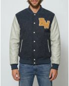 Antracietgrijze tanktop van wol en leer