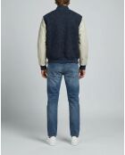 Antracietgrijze tanktop van wol en leer