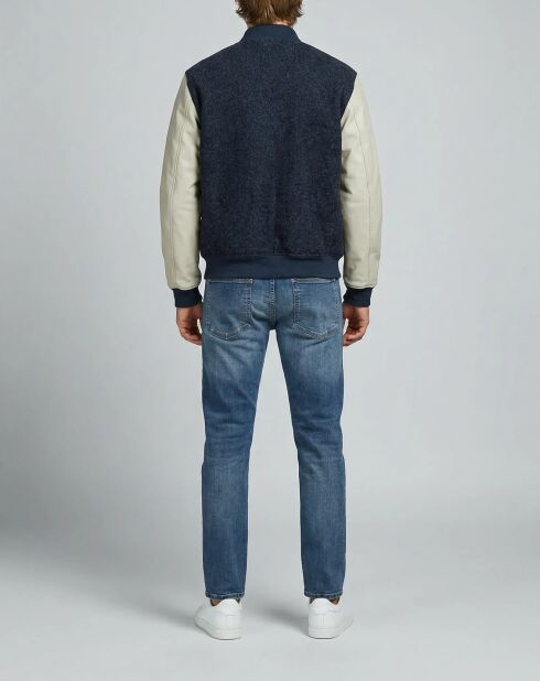 Antracietgrijze tanktop van wol en leer