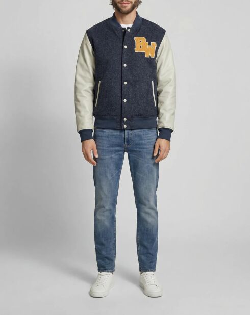 Antracietgrijze tanktop van wol en leer