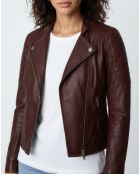 Chaqueta Betty de piel burdeos
