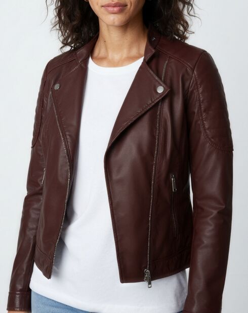 Giacca in pelle bordeaux Betty