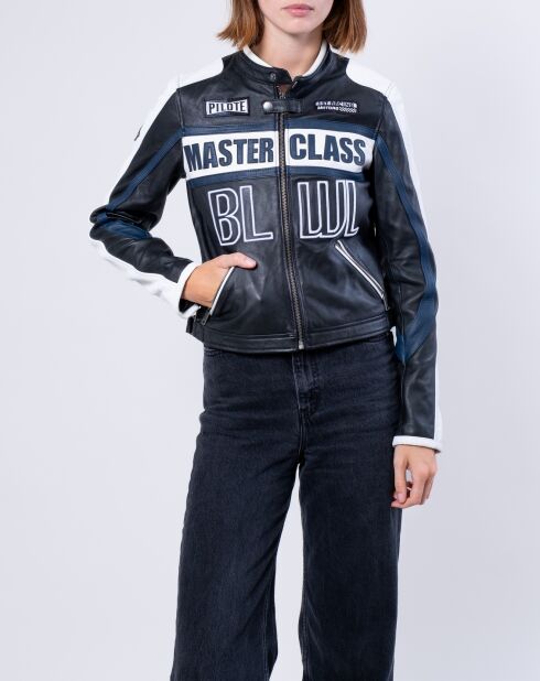 Zwart/wit Fulvia oversized leren jack