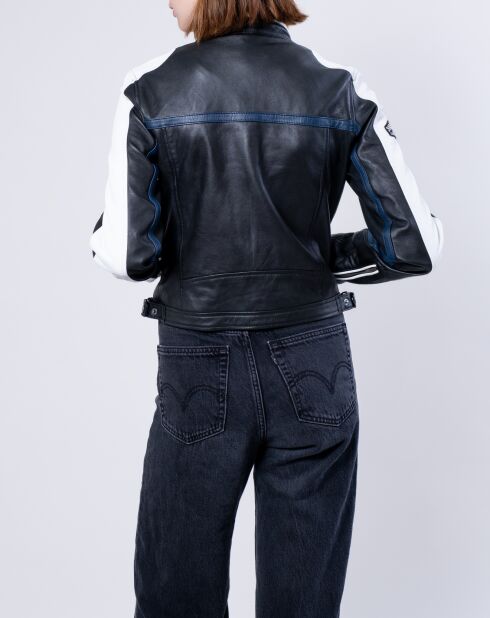 Zwart/wit Fulvia oversized leren jack