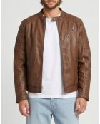 Cognac Junior Bikerjacke aus Leder