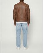 Cognac Junior Bikerjacke aus Leder