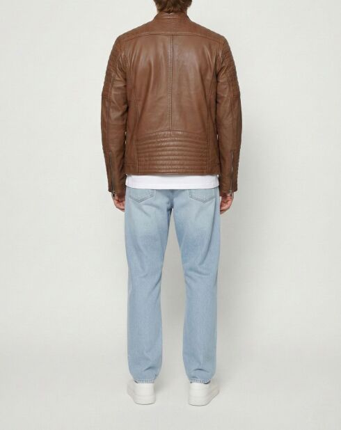 Cognac Junior Bikerjacke aus Leder