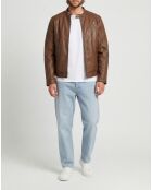 Cognac Junior Bikerjacke aus Leder