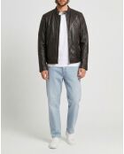 Braune Junior-Bikerjacke aus Leder