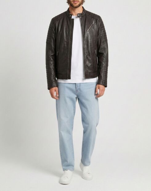 Braune Junior-Bikerjacke aus Leder