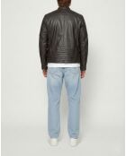 Braune Junior-Bikerjacke aus Leder