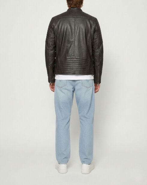 Braune Junior-Bikerjacke aus Leder