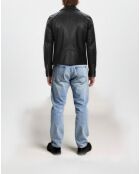 Schwarze Bikerjacke aus Leder für Kinder