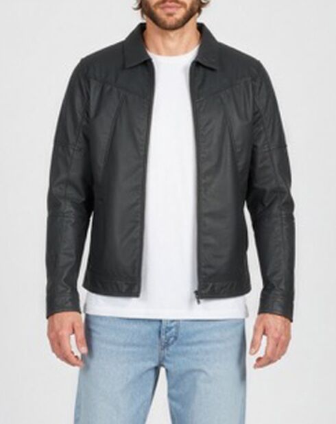 Donkergrijze leren jas van Micky