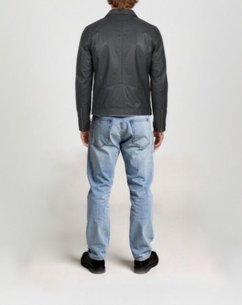 Donkergrijze leren jas van Micky